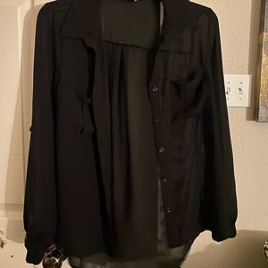 Transparent Black Button Up